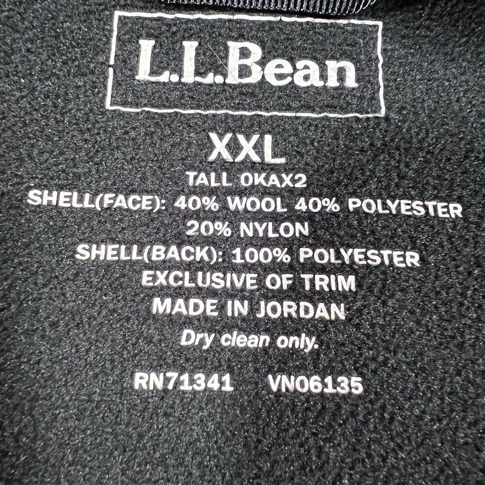 LL Bean Wool Blend Burgundy Full Zip Soft Shell Fleece Vest Men's XXL Tall - Picture 8 of 9